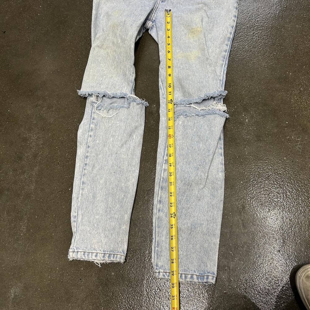 High Waist Jeans Womens Small Light Wash Distressed Ripped Denim Mom Pants - Picture 6 of 7
